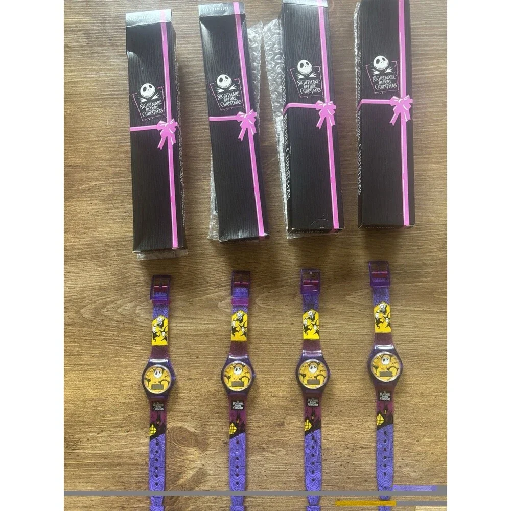 Lot of 4 Disney Nightmare Before Christmas Bats & Cats LCD Watches